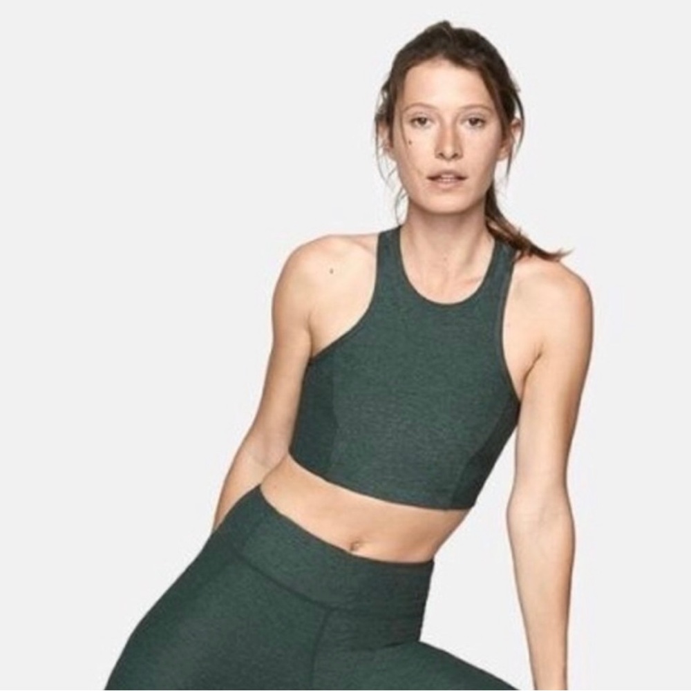 SET! Outdoor Voices Warm Up Athena crop top+ 7/8 crop leggings S Hunter Green